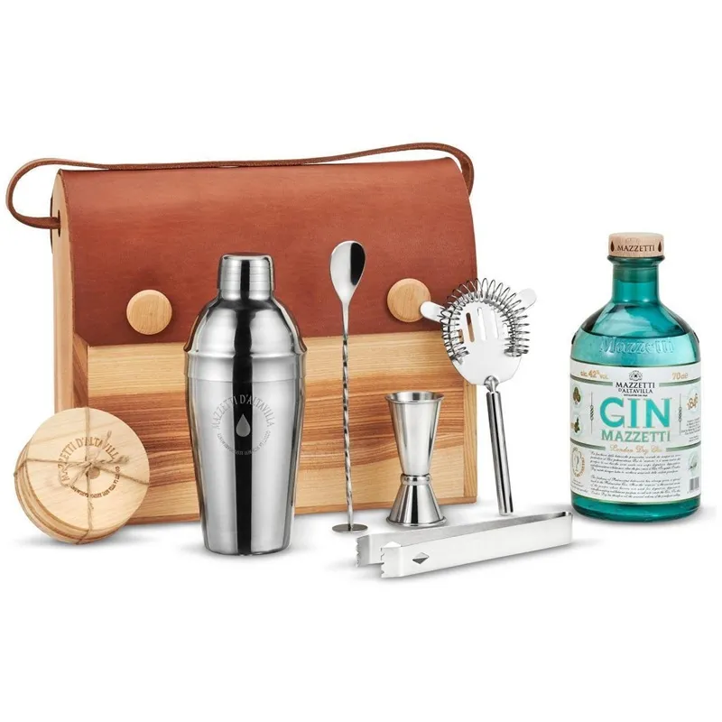 Mazzetti D’Altavilla Set Barman Con Gin 70 cl Accessori E Confezione In Legno