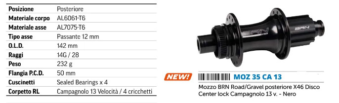 Mozzo BRN Road/Gravel Posteriore X46 Disco Center Lock Campagnolo 13V - immagine 2